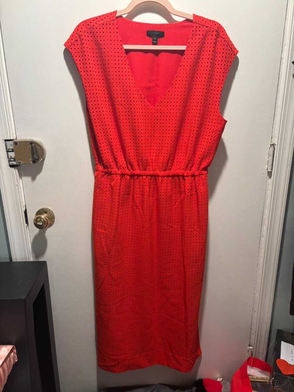 J Crew - Poppy A-Line Laser Cut Midi Dress -V Neck Side Slits- Pockets! - Picture 5 of 5